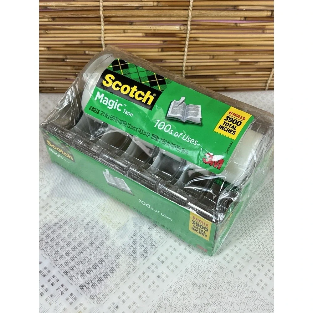 Scotch 6122 Magic Office Tape and Refillable Dispenser, Clear - 6 Pack New